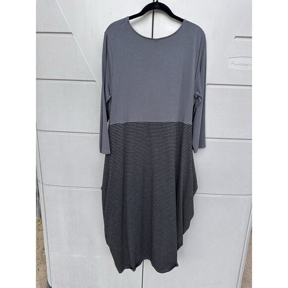 Chalet Lagenlook Artsy Stretch Bamboo Blend Oversized Midi Dress L Made in USA - Picture 5 of 12